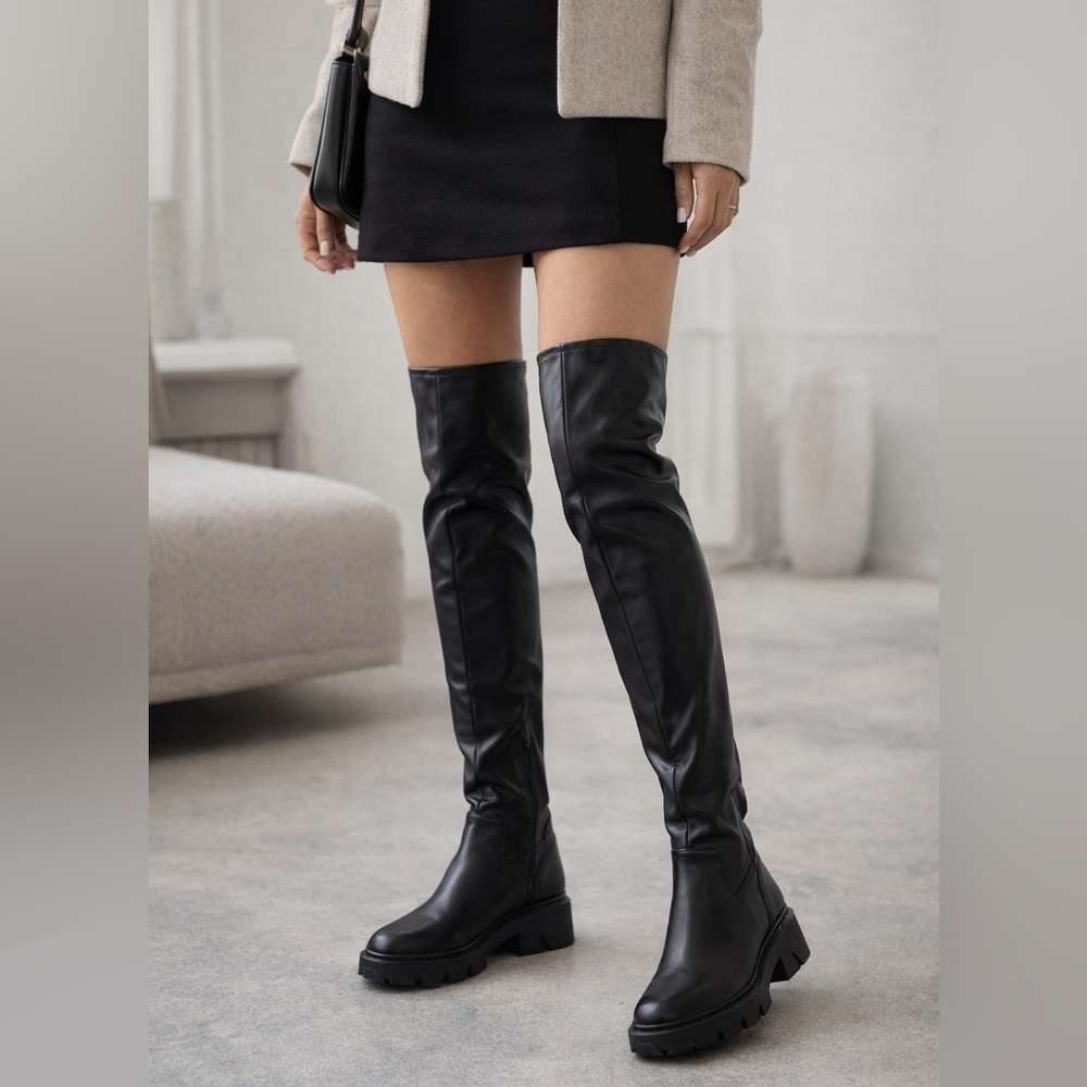 Ash Sleek Black Over the Knee Boots